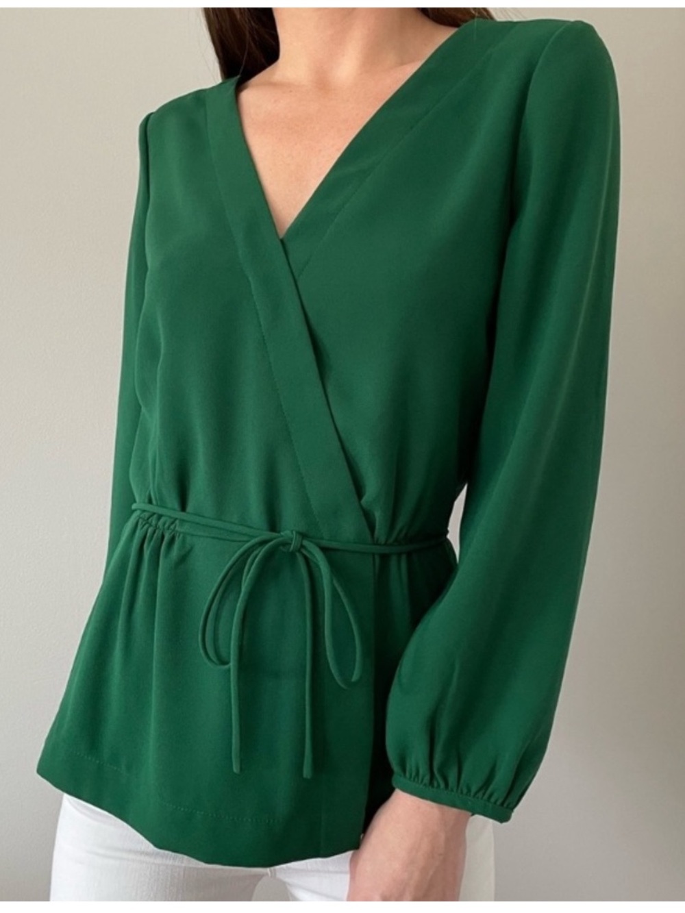 J. Crew Peplum V-Neck Tie-Waist Blouse